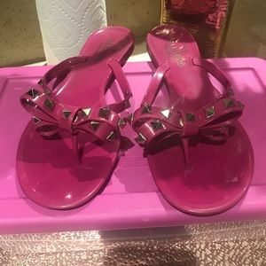 SOLD —Valentino Fuchsia RockStud Flip Flops